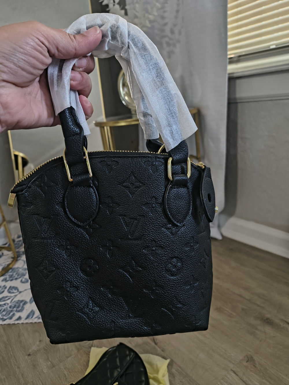 Louis Vuitton Black Embossed Monogram Mini Top-Handle Bag
